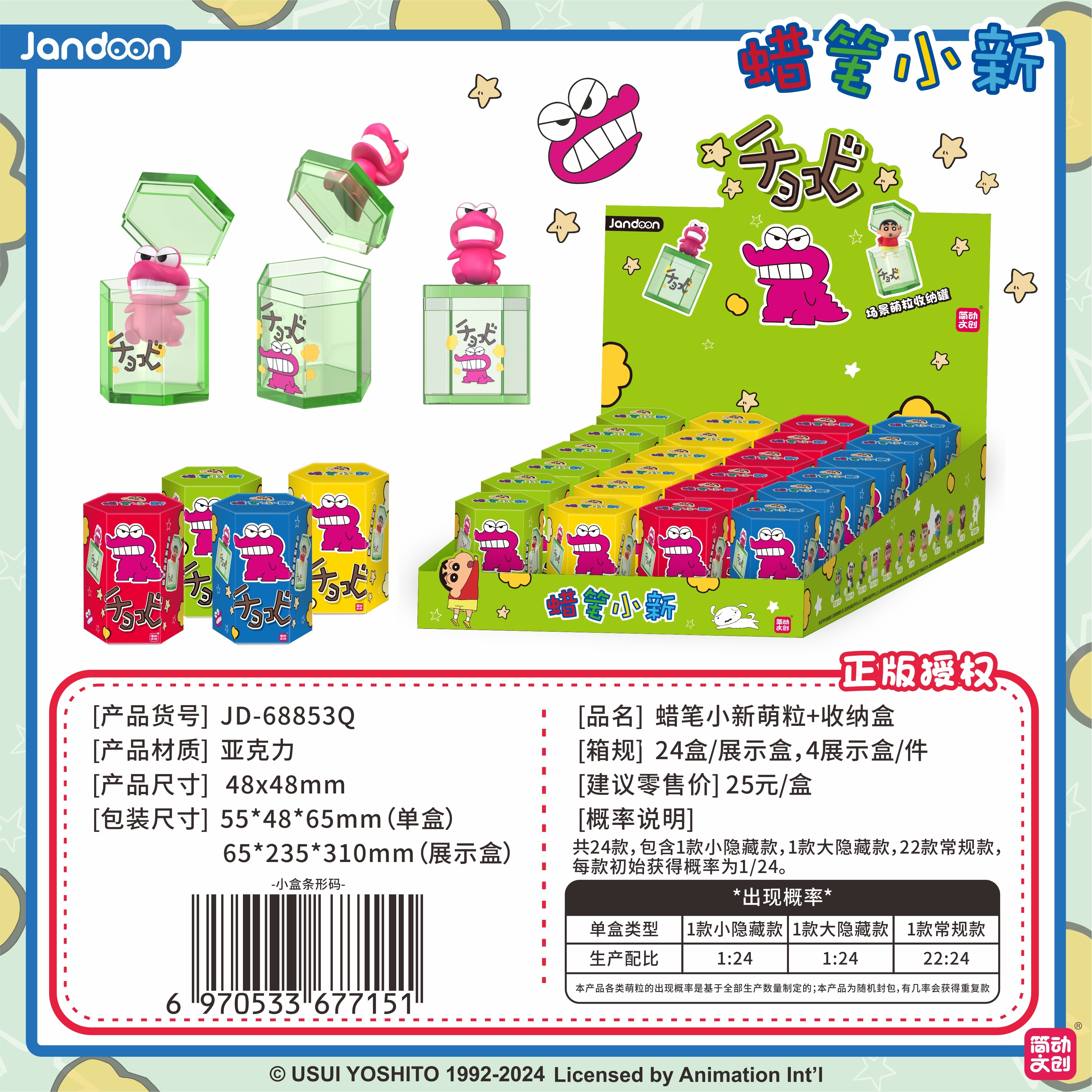 簡動(dòng)文創(chuàng)-蠟筆小新萌粒收納盒系列【JD-68853Q】